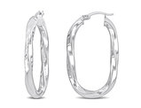 Sterling Silver Polished Oval Twist Hoop Earrings (4mm Thick)